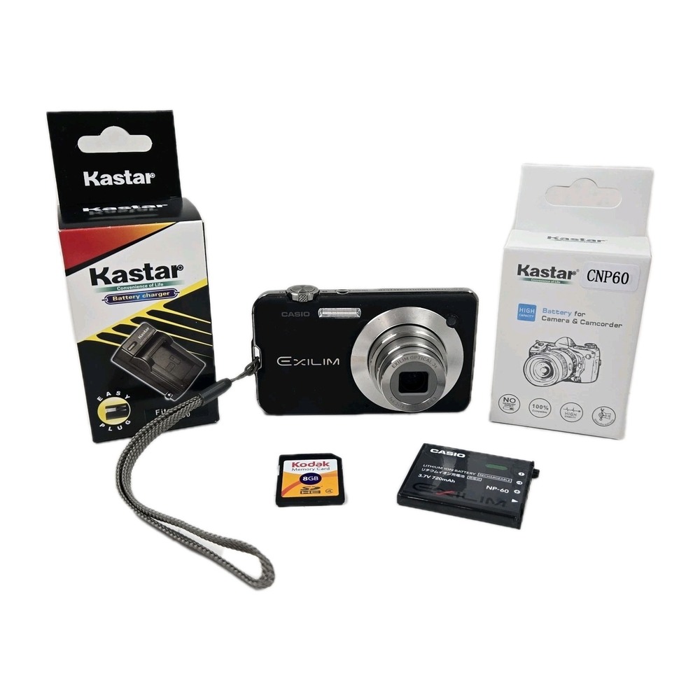 Casio Exilim EX-S10 Digital Camera 10.1MP 2 Batteries Charger SD Card BLK VIDEO